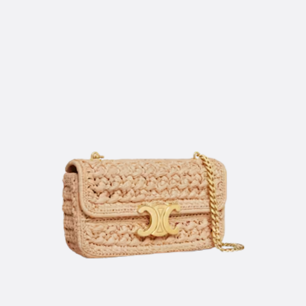 SCHULTERTASCHE MIT KETTE CLAUDE AUS RAFFIA MIT GEWEBEEFFEKT
